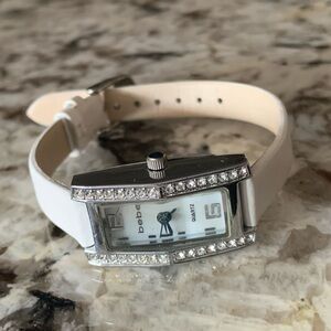 BEBE Vintage Genuine Leather Rhinestone Watch